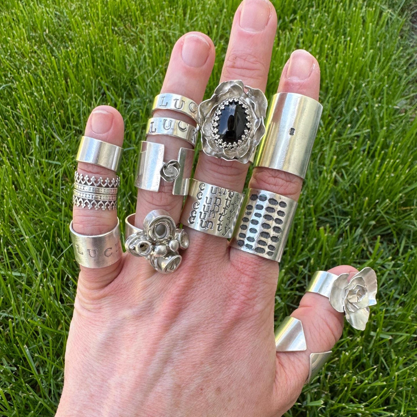 sterling silver lucky stackers (size 5.25)