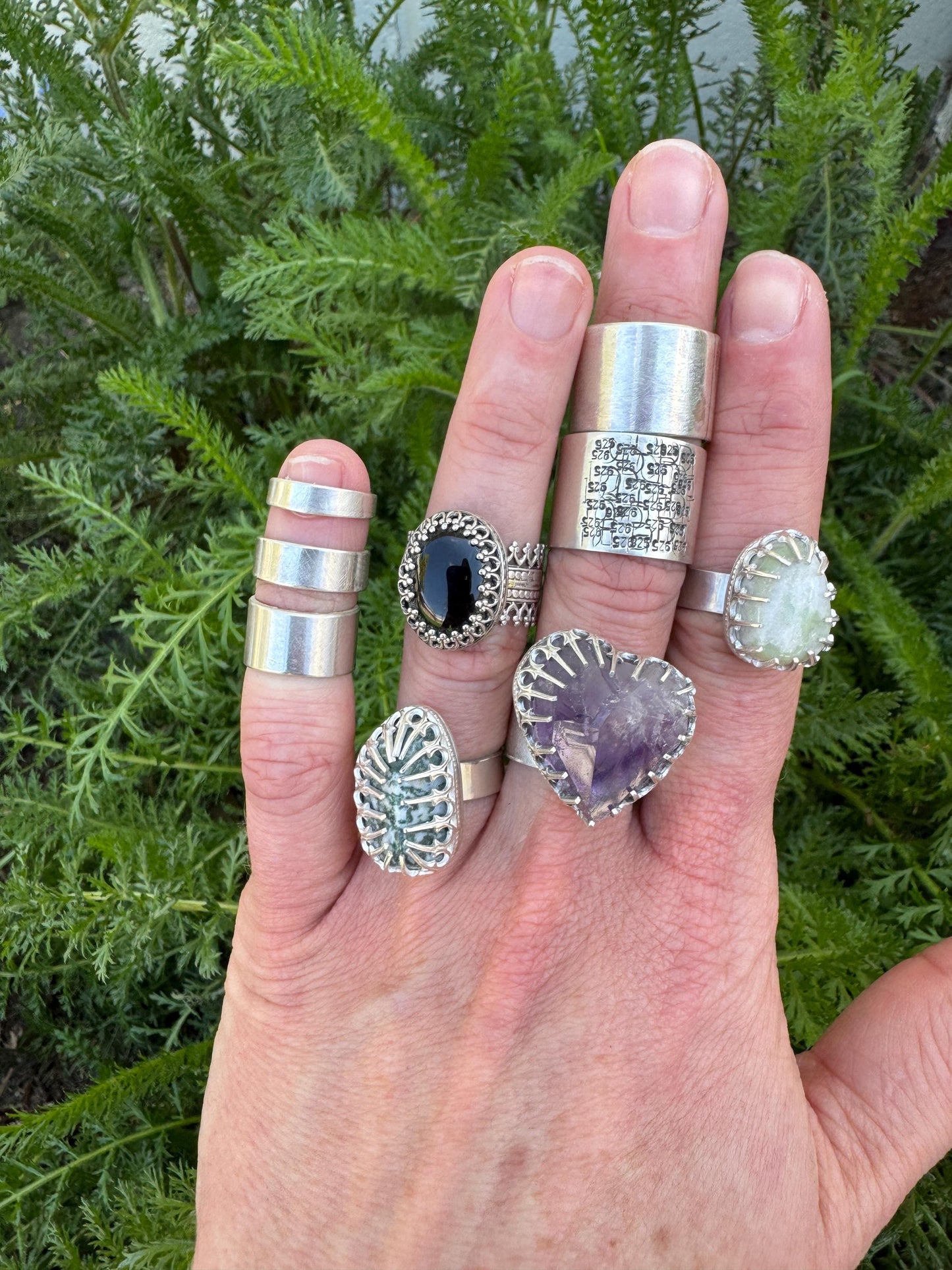 tree agate sterling silver ring (size 6.25)