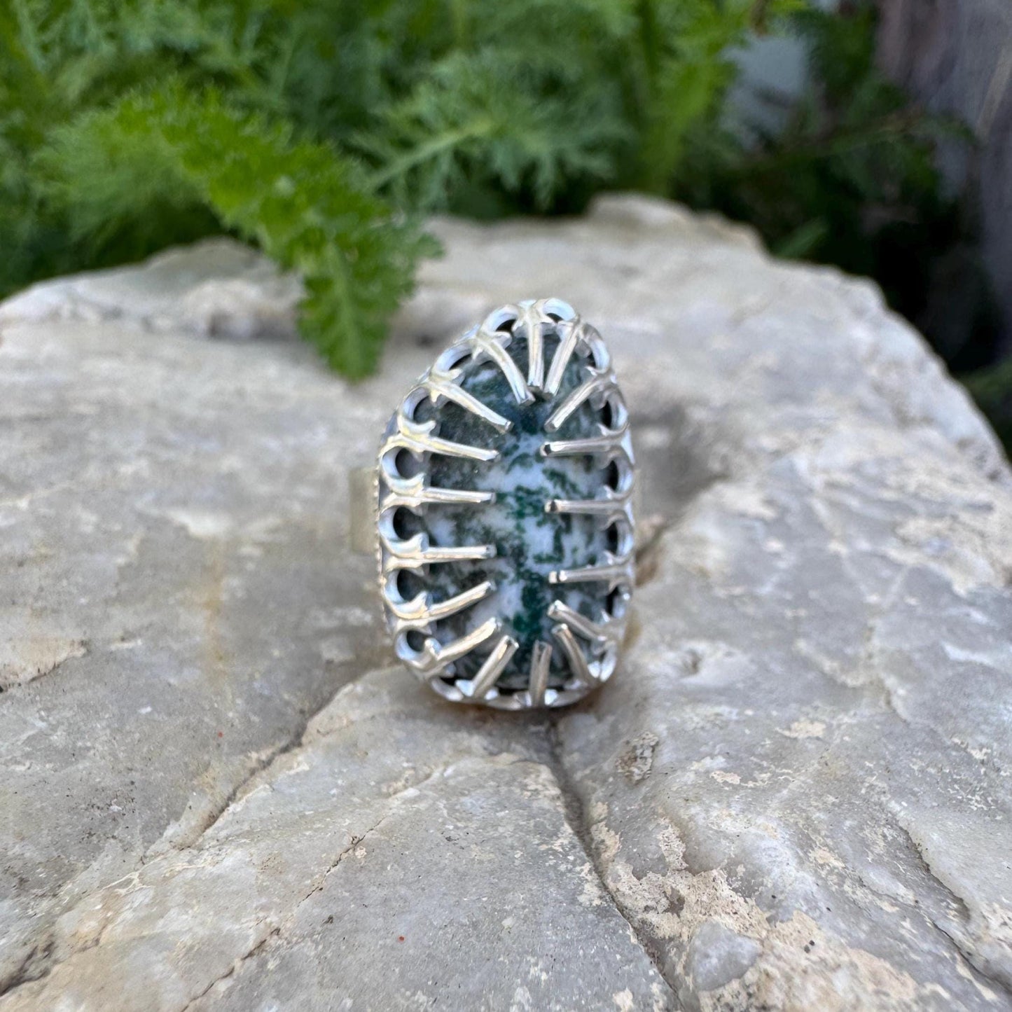 tree agate sterling silver ring (size 6.25)